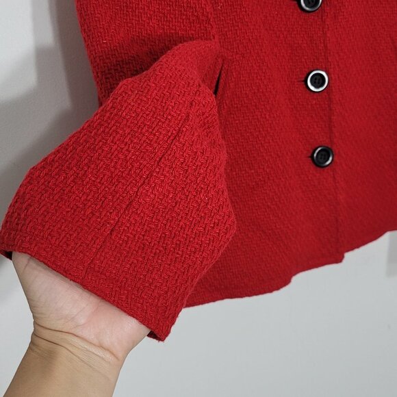 Jones New York Classic Wool Blend Red Woven Business Casual Jacket Blazer Sz Med - Picture 2 of 10